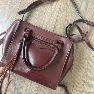Rebecca Minkoff Micro Regan Leather Tassel Satchel Bag Purse Burgundy